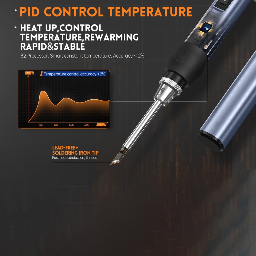 (Black)Electric Soldering Iron Digital Temperature Adjustable Fast Heating New