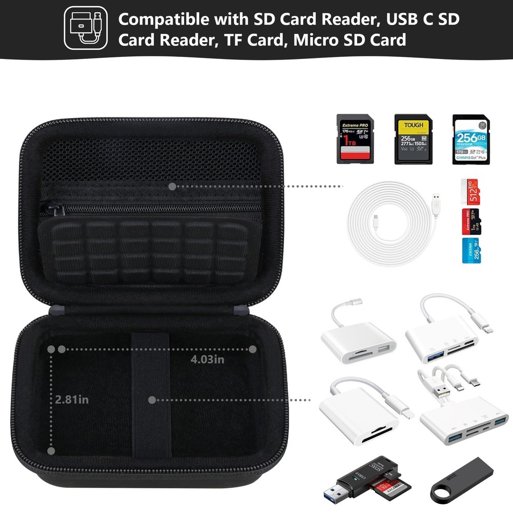 Supmay Computer Memory Card Readers Organizer Case Compatible with SD Black