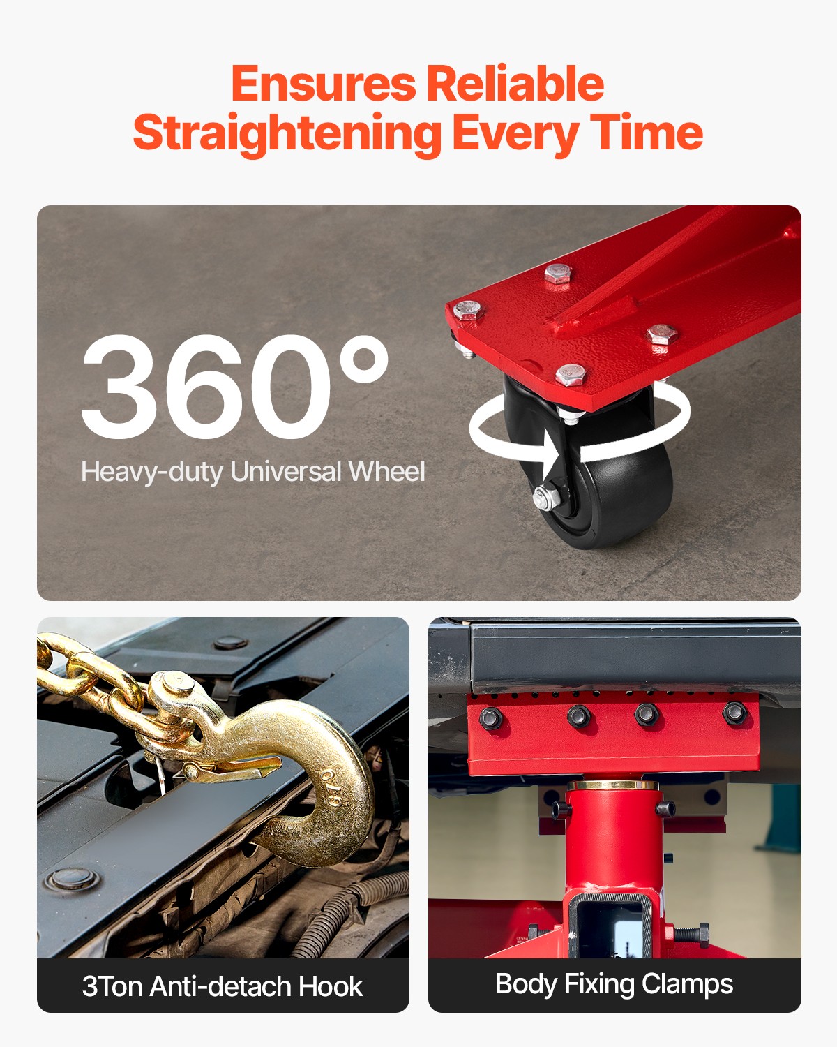 VEVOR Auto Body Frame Puller Straightener 6T Car Frame Machine 6000PSI Foot Pump