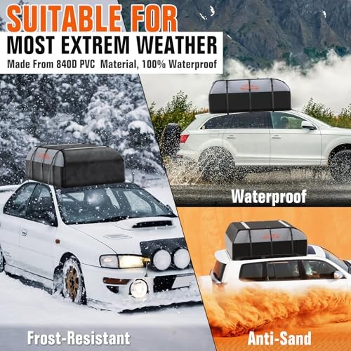 21 Cubic Feet Car Roof Bag 840D Waterproof Rooftop Cargo 21 Cubic ft-Grey