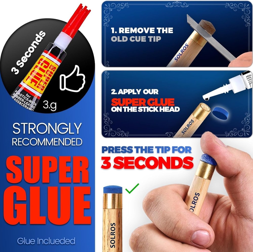 Billiard Pool Cue Tips - Pool Cue Stick Tips Replacement Repair Kit Billiard ...