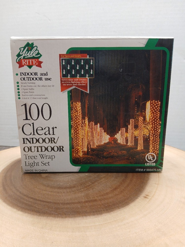 YULE RITE CHRISTMAS STRING LIGHTS100 clear Lights Tree/Shrub Wrap Light set-P
