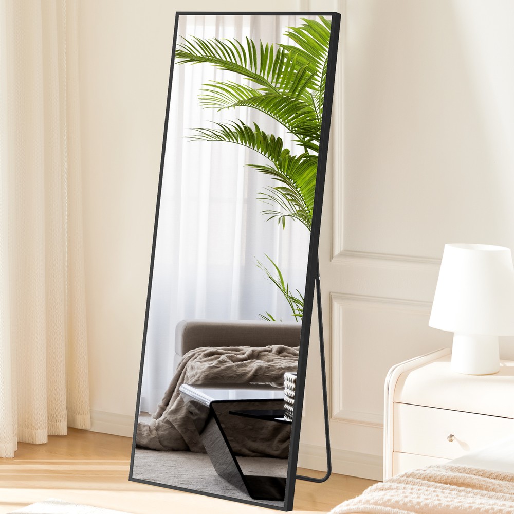 Rectangle Full Length Mirror Sturdy Thin Frame 3 Mount Types (Stand/Hang/Lean)