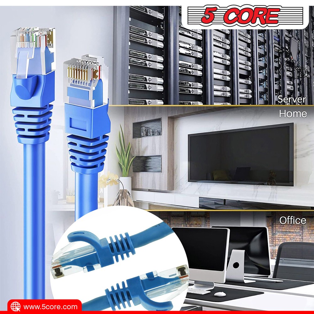 5Core CAT 6 Ethernet Cable Lan Network CAT6 Internet Modem RJ45 Patch Cord LOT