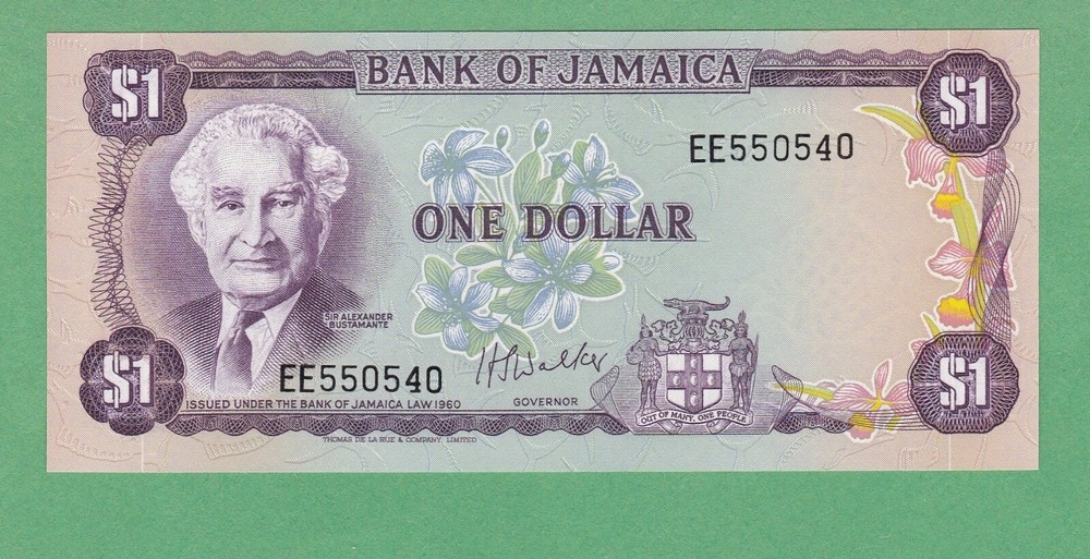Jamaica 1 Dollar Notes  P-59b   UNCIRCULATED
