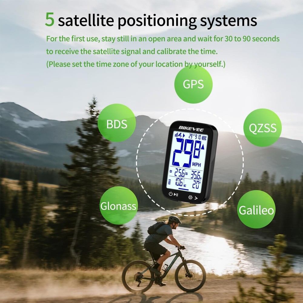 Bike Speedometer GPS Wireless Cycling Computer – Auto Start/Stop, Auto Backli...