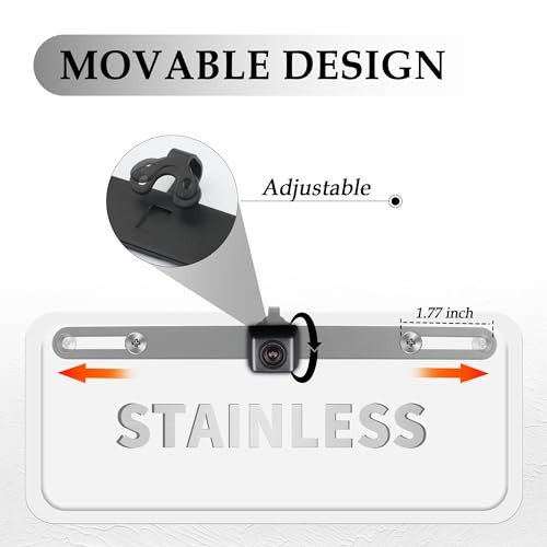 Standard License Plate Backup Camera Mounting Plate,Movable Adjustable