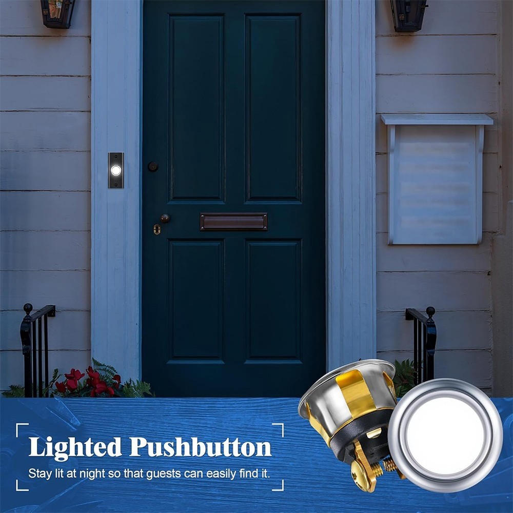 Light Up Wired Doorbell Button Replacement 2 Pack Designed for User Convenience