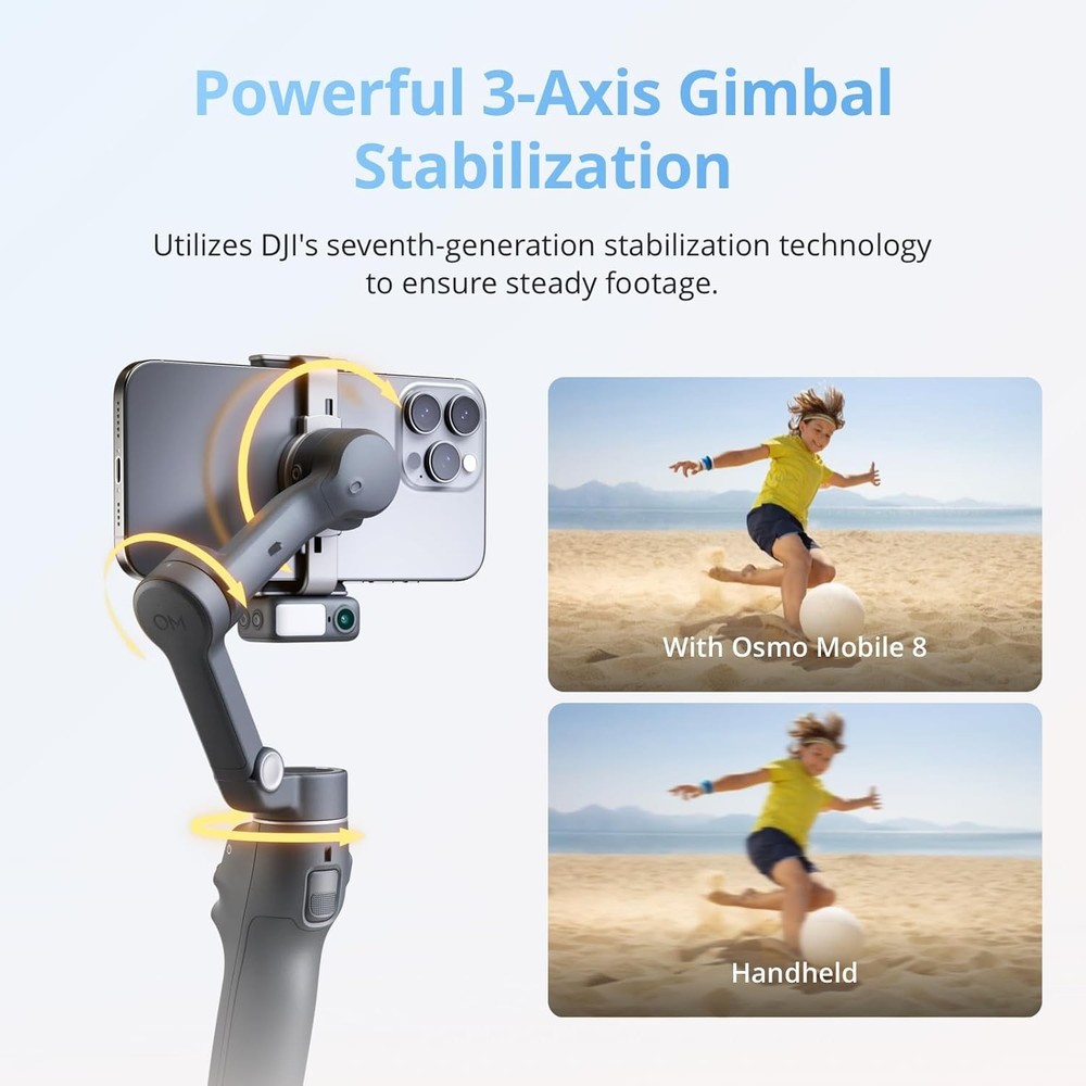DJI Osmo Mobile 8 Smartphone Gimbal 360° Pan Rotation Precise Tracking Stable