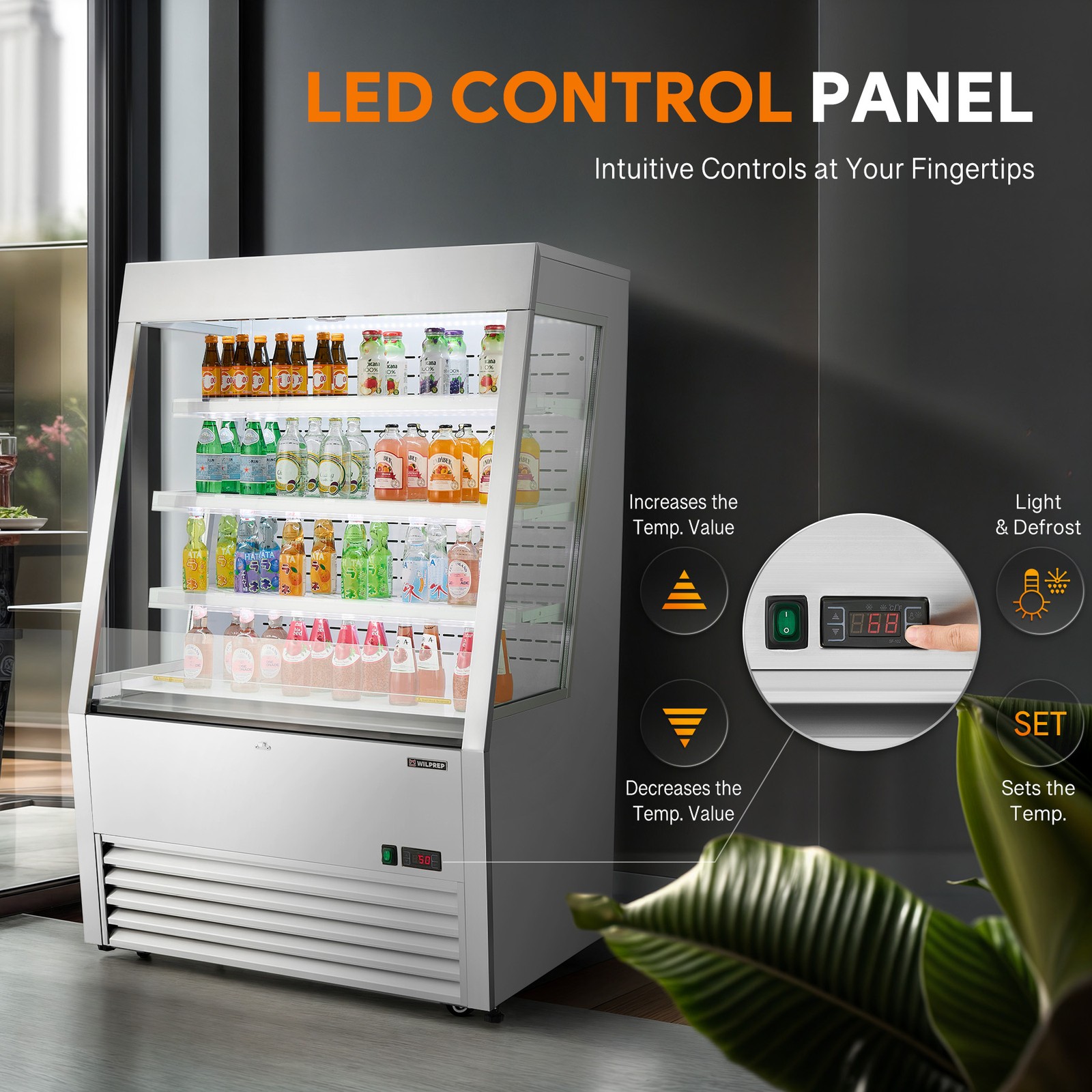 36'' Commercial Display Refrigerator Open Air Curtain Beverage Merchandiser ETL