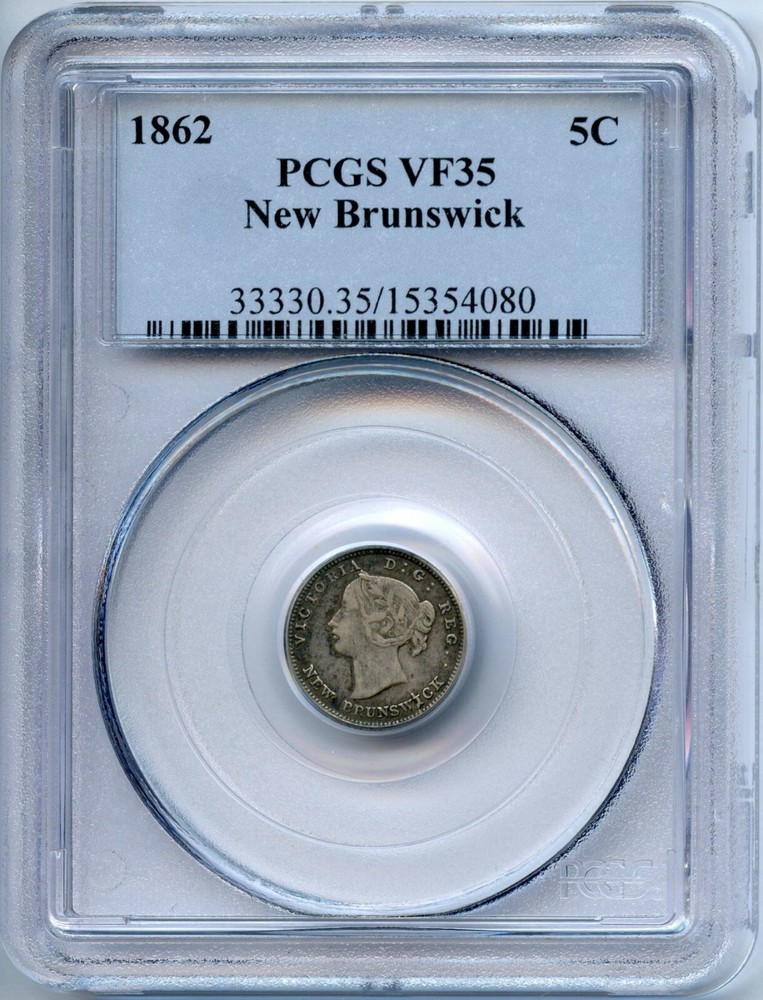 1862 New Brunswick Five Cents - PCGS VF35