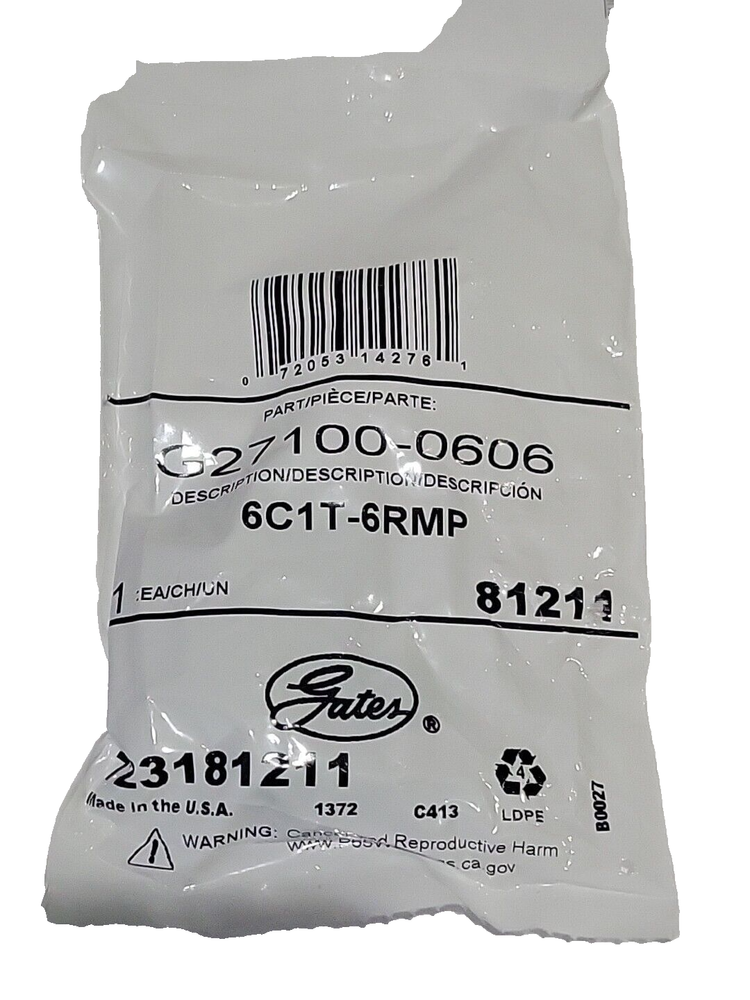 Gates G27100-0606 Hydraulic Coupling 3/8 Single Wire