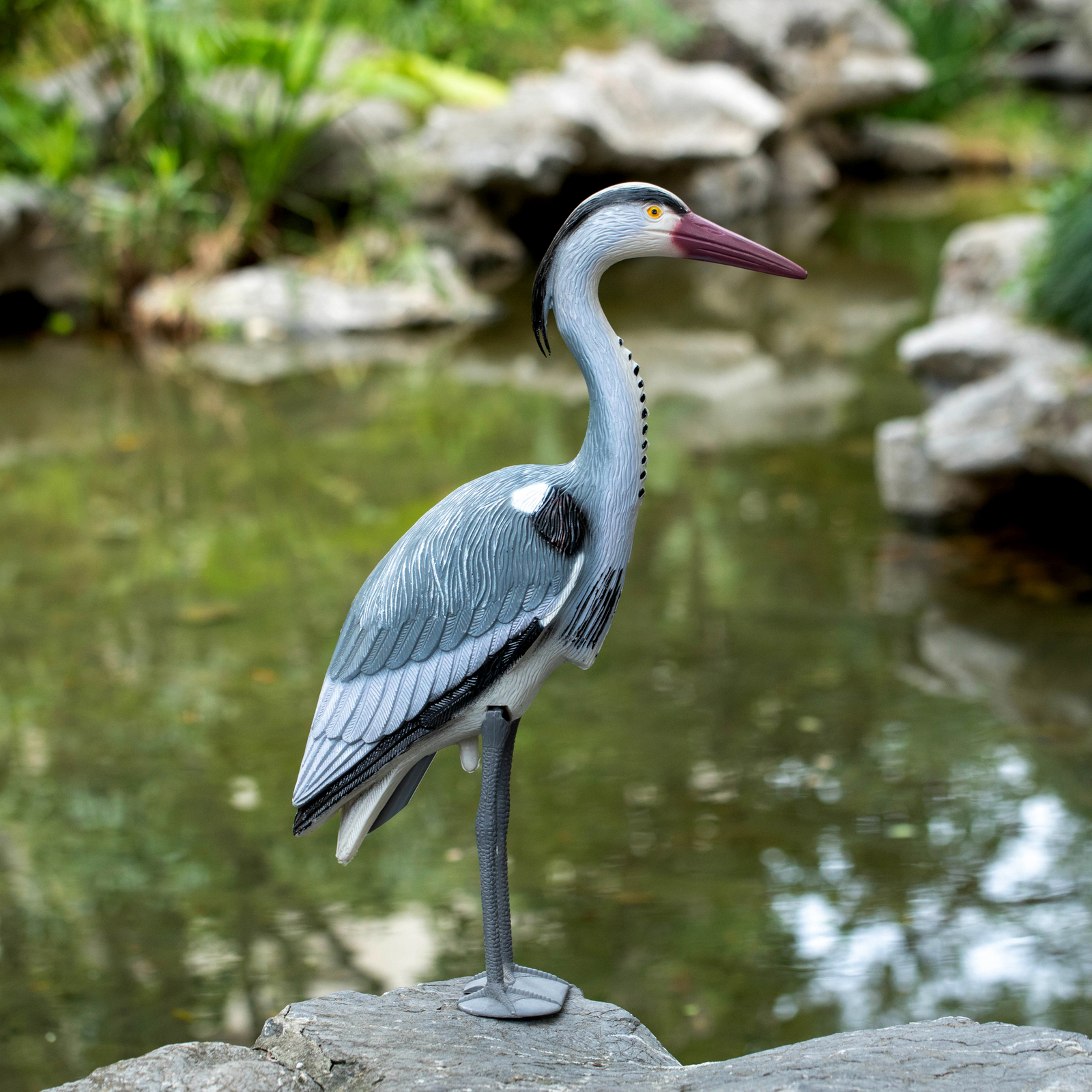 30-inch Heron Decoy - Standing Crane Sculpture, Outdoor Bird Art for Yard, Lawn