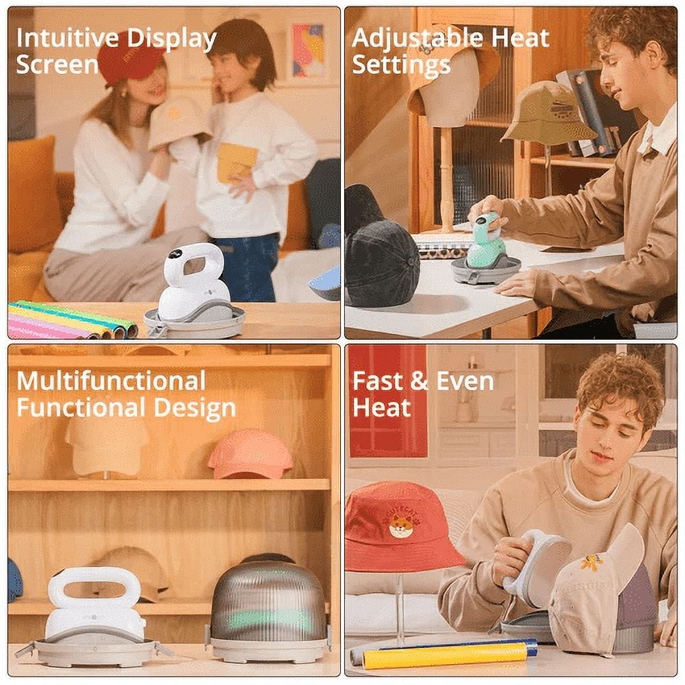 Hat Press, Heat Press Machine W/Lcd Multifunctional Design Cap Sublimation White
