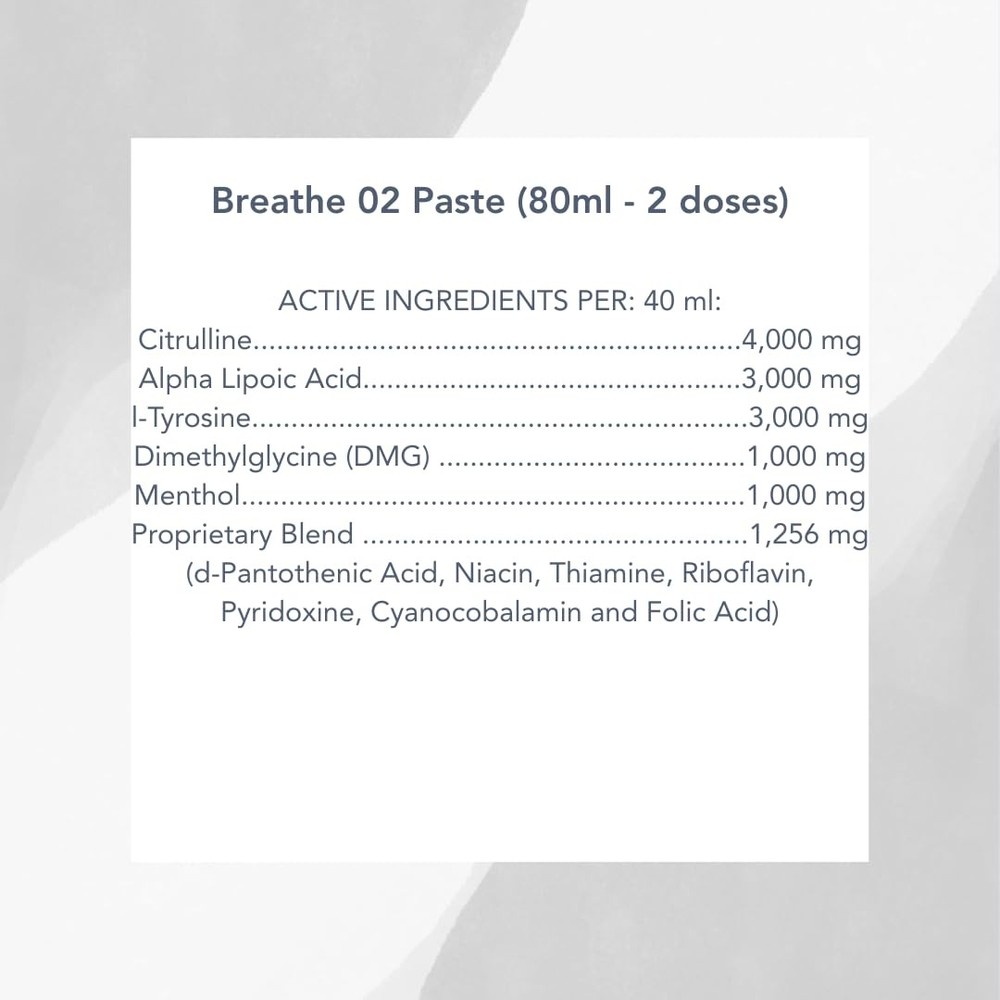 Breathe O'2 4 -Pack (8 doses) Pre-Race Paste to Support Lung/Airway Function ...