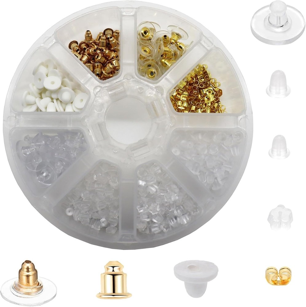 400 Pack Earring Backstops - Metal, Plastic & Rubber for All Ears