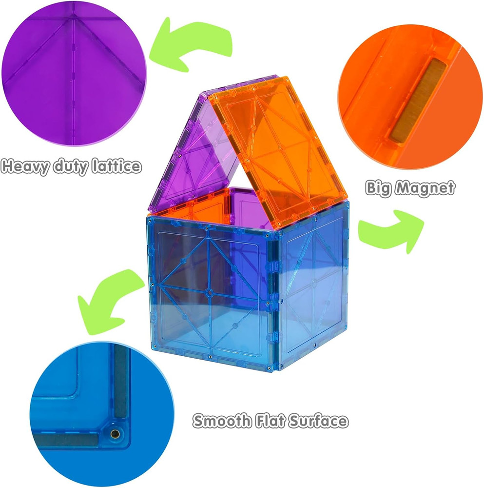 Large Magnetic Tiles Set - 6 Piece Square STEM Learning & Educational Building K