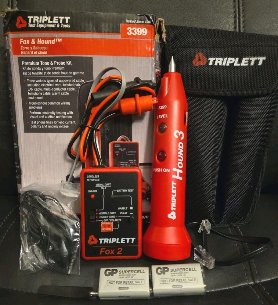 Triplett 3399 Fox & Hound Premium Tone & Probe Wire Cable Tracing & Testing Kit