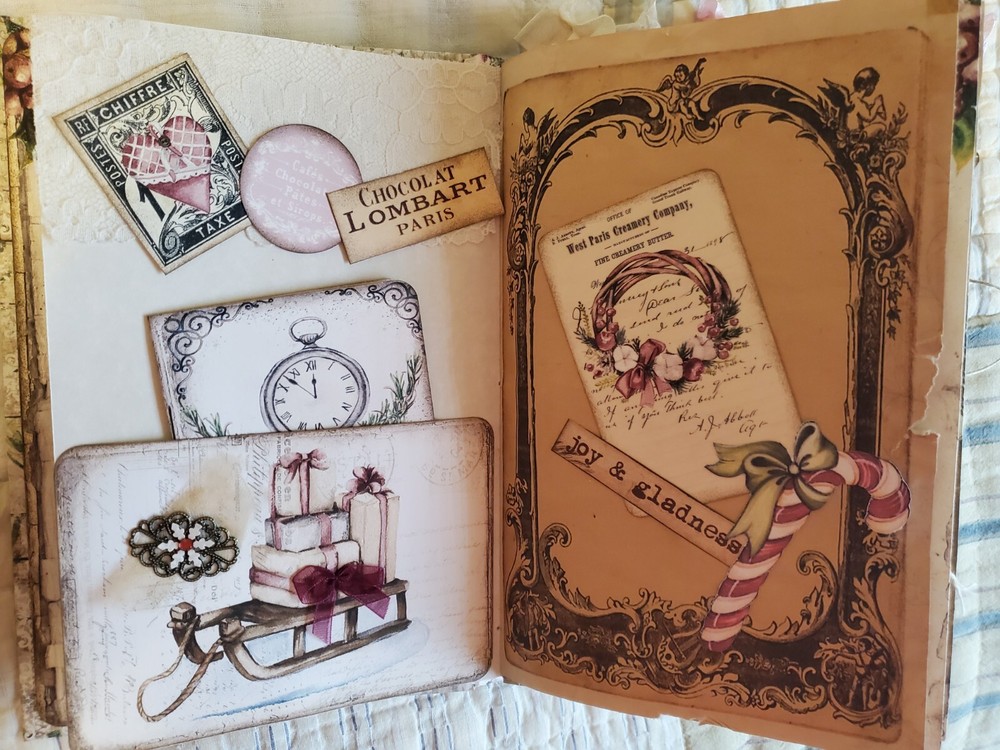 Completed Large Art / Junk Journal Christmas Handmade