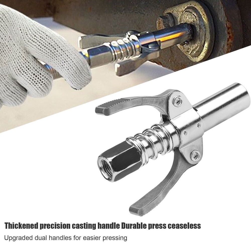 1 Pack Grease Gun Coupler High-Pressure Quick Release Lock Oil Injection Nozzle