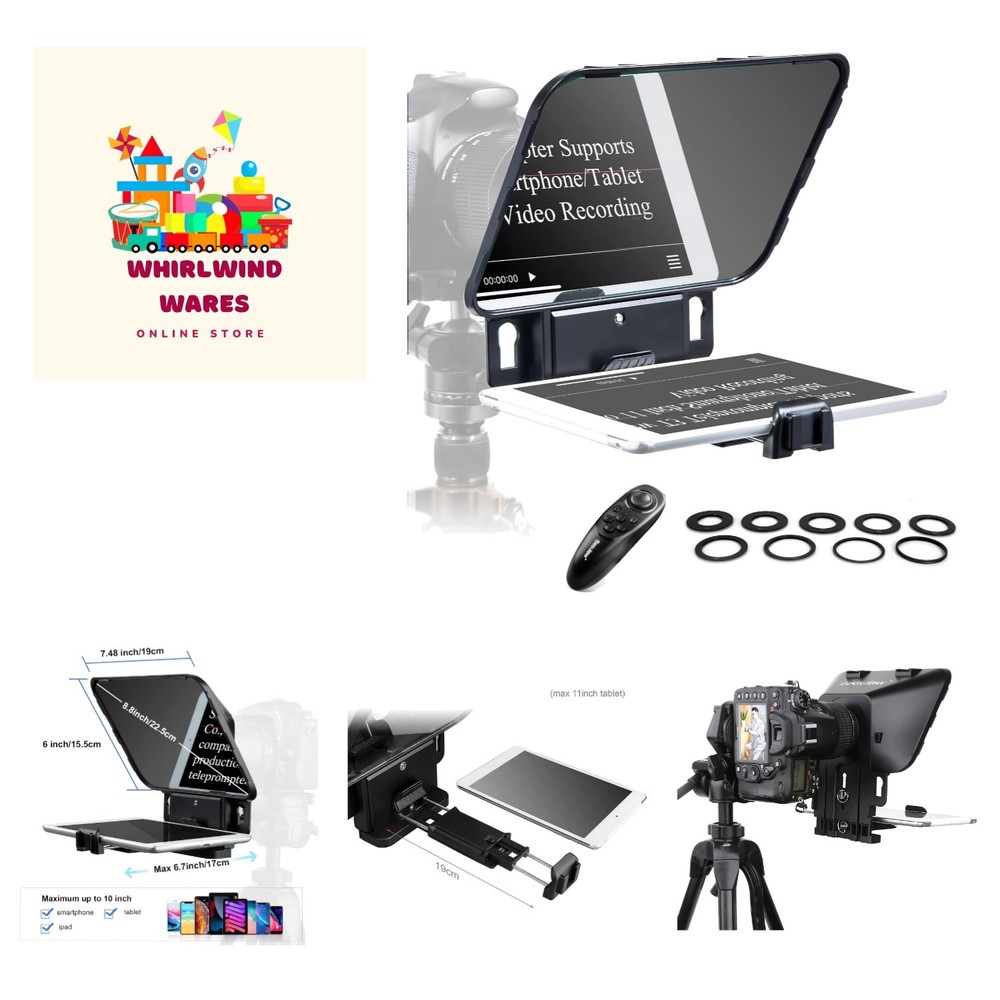 Teleprompter, Teleprompter with Remote Control, Work with iPad/Tablet/Smartph...