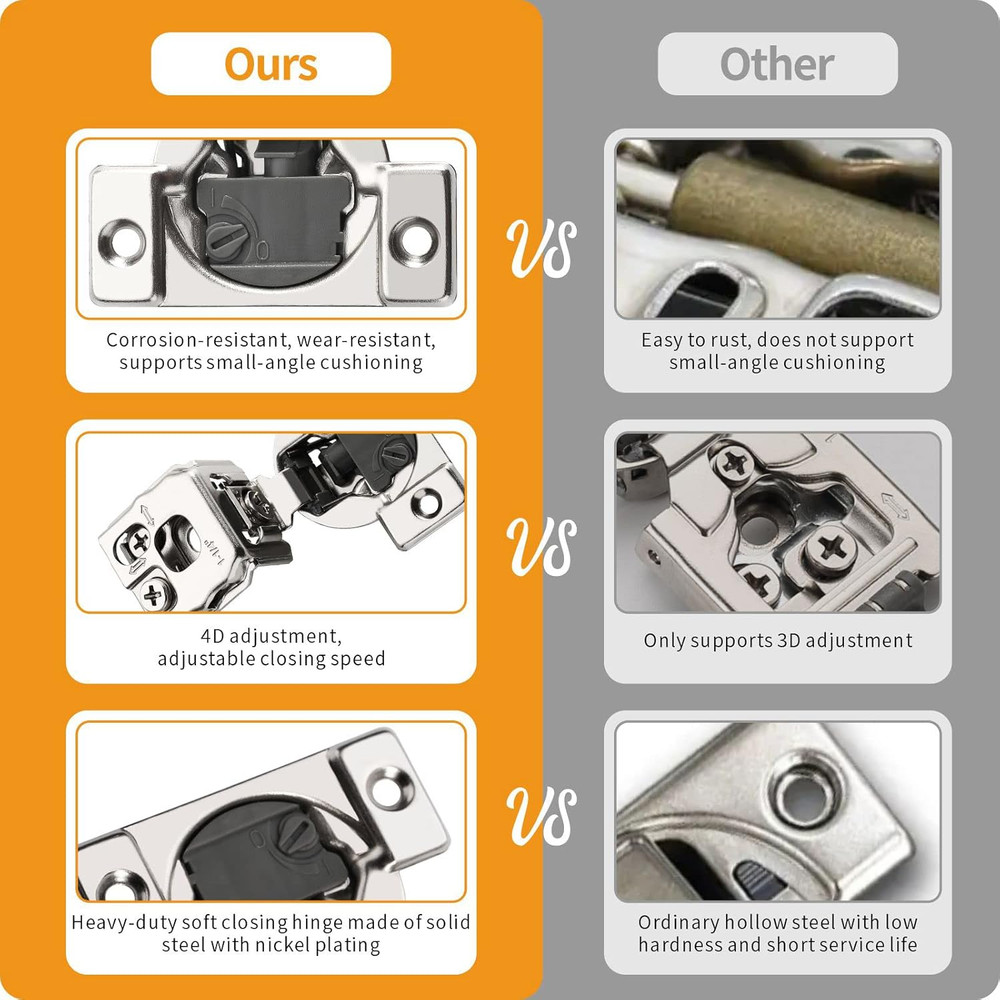 30 Pack Soft Close Concealed Hinges - Satin Nickel 105° Open Angle