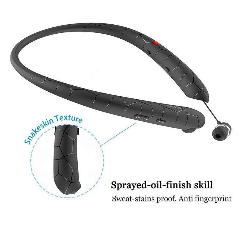Sweatproof Retractable Headset Wireless Headphone Bluetooth Earbuds Neckband Mic
