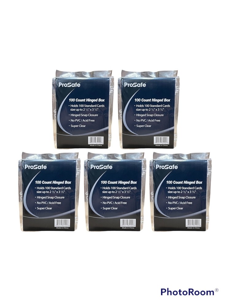 5 Pro-Safe 100 COUNT CARD STORAGE PLASTIC HINGED BOX CASES - BRAND NEW