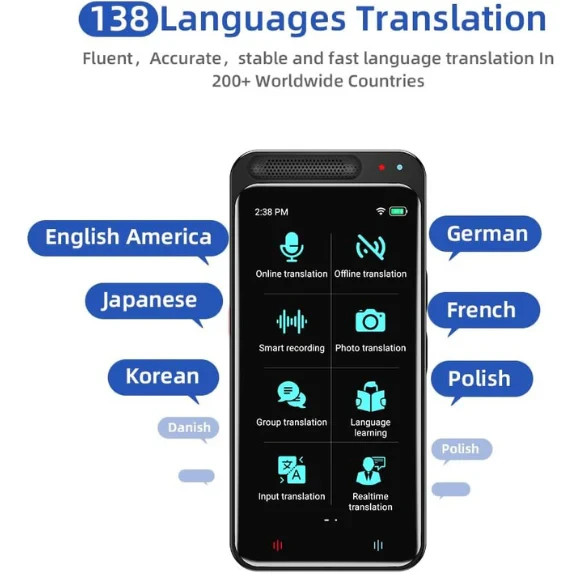 Portable Language Translator Device 138 Languages 4.1" Touch Real Time Offline