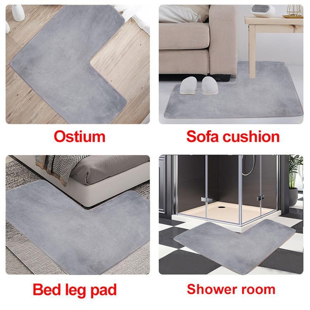 L Shaped Bathroom Mat Non Slip Soft Quick Dry Absorbent Bath Mat for capable