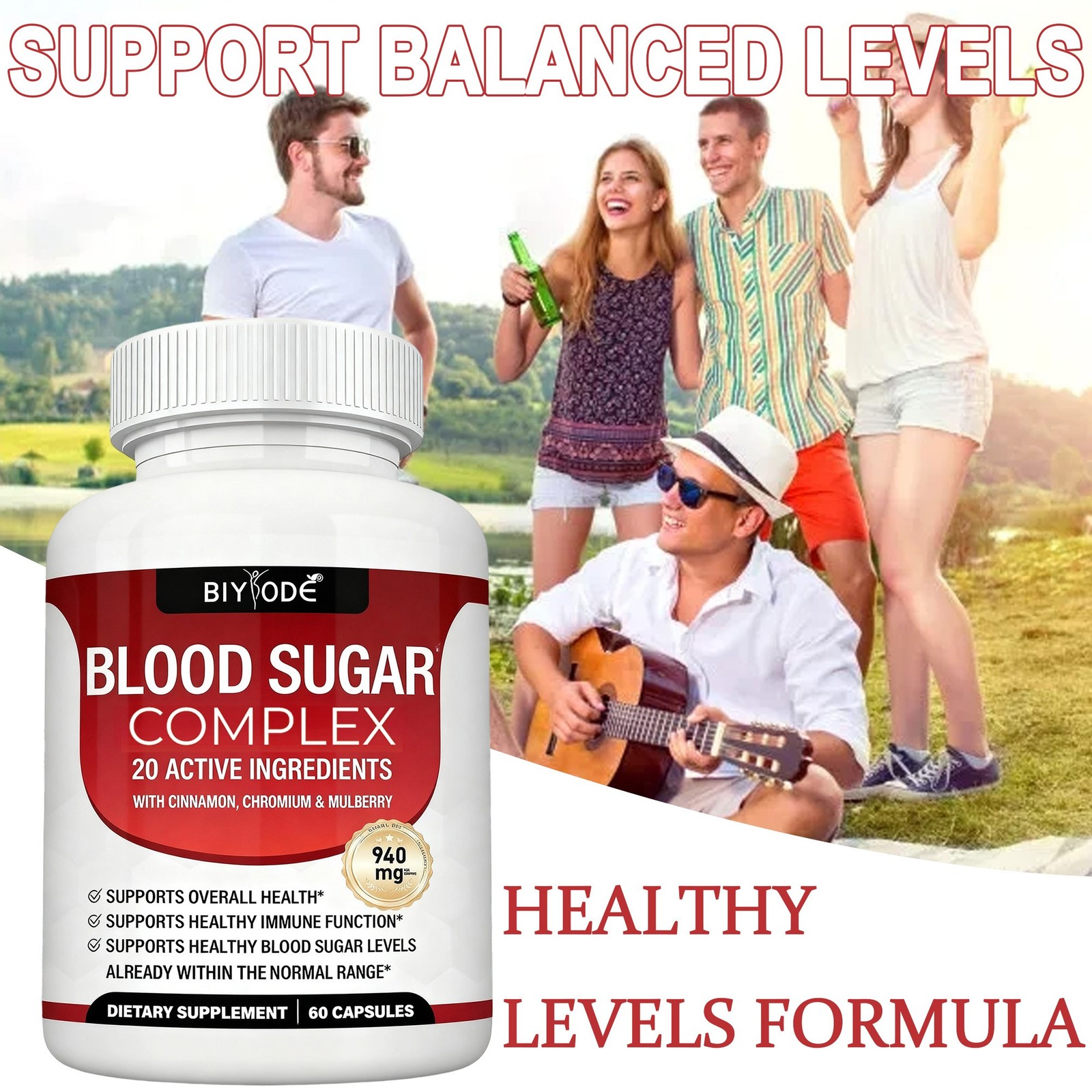 Blood Sugar Complex Supplement - Supports Healthy Blood Sugar Levels 60 Capsules