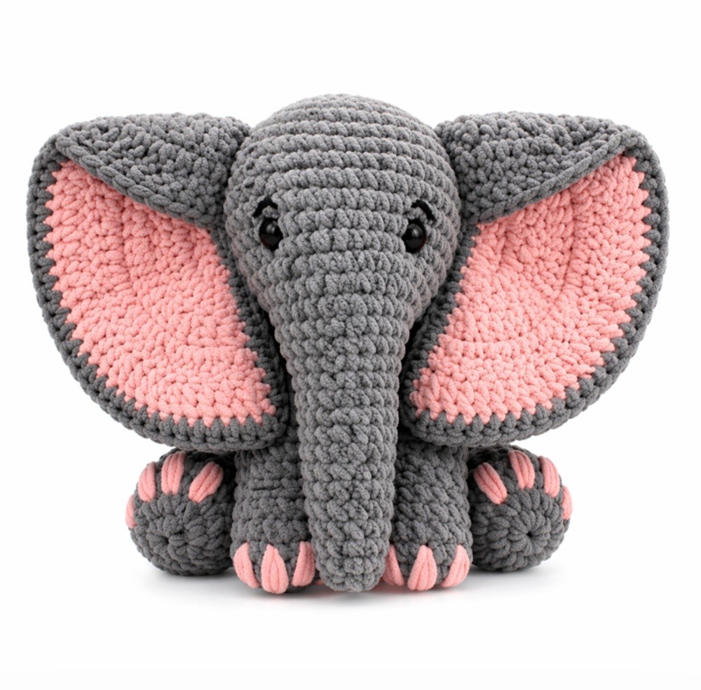 Elephant Crochet Kit for Beginners Amigurumi DIY Set with Video Tutorial