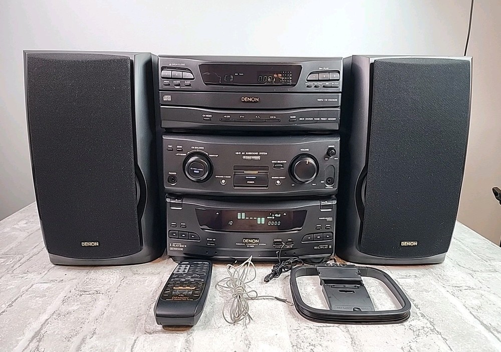 Denon D-1000 Personal Component Compact HiFi System 3 Disc CD Cassette *READ*