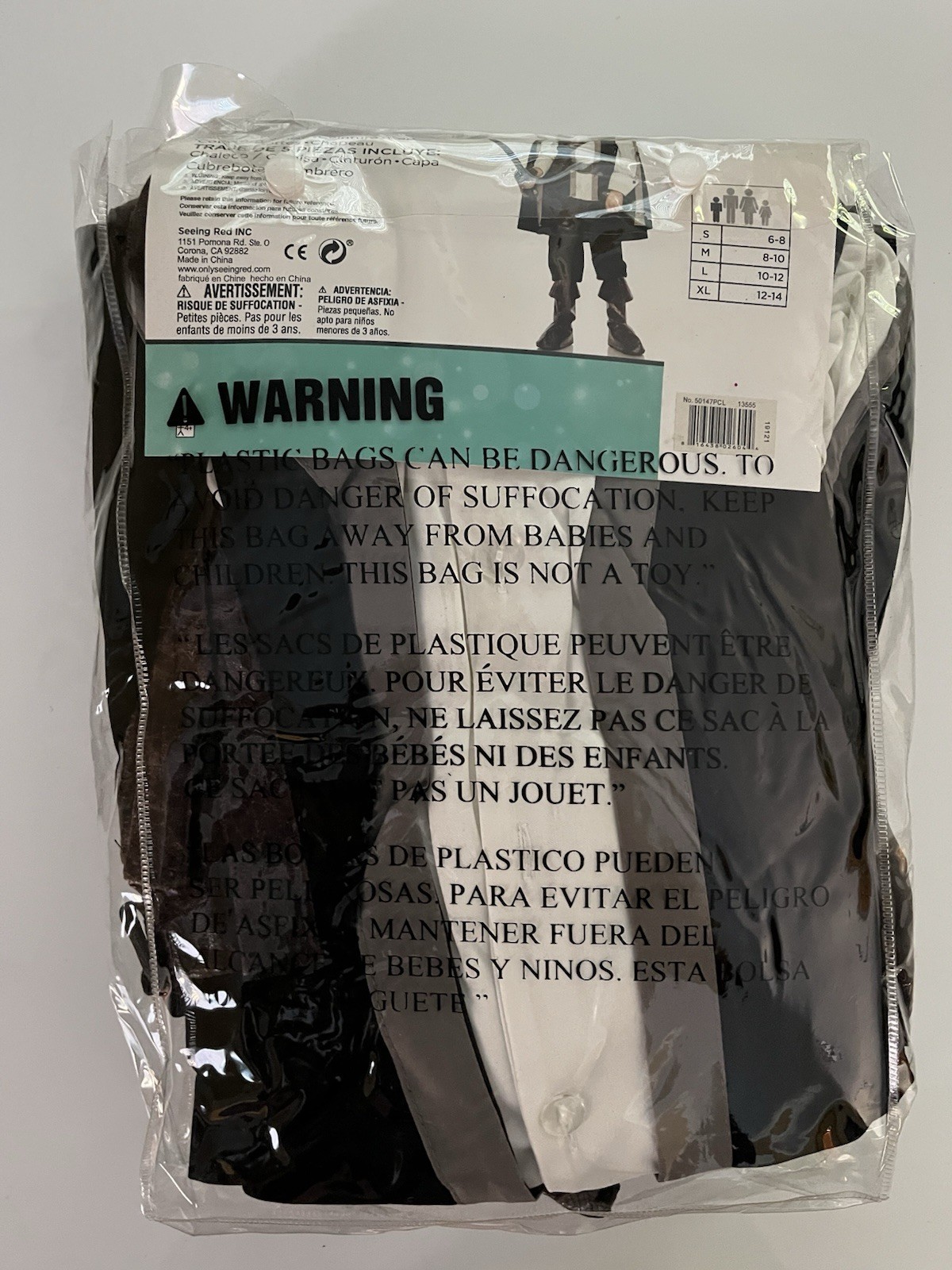 Pirate Captain Boys Large (10-12) 5- Piece New Halloween Costume Cosplay