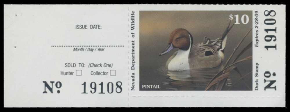2008  Nevada State Duck Stamp Mint Never Hinged. Original Gum