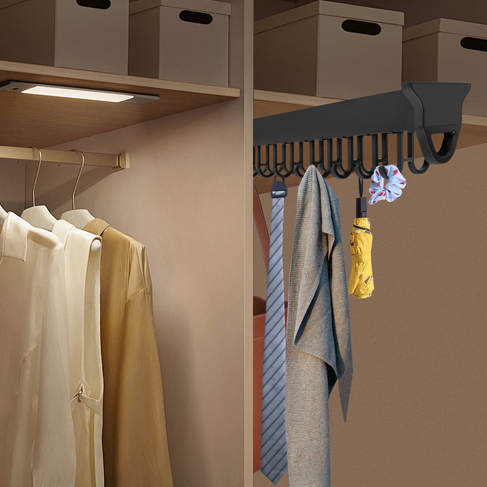 Pull-out Storage Rack Multifunctional Kitchen Organizer Hanging Pot Rack Black