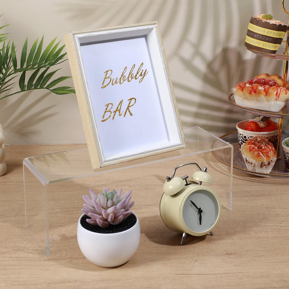 4 Pack Large Acrylic Risers – Clear Display Shelf Organizer for Kitchen, Coun...