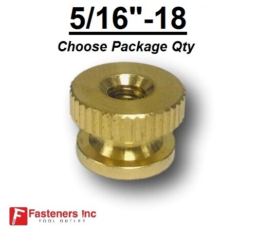 5/16"-18 Solid Brass Decorative Knurled Thumb Nuts