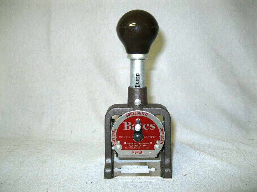 GBC Bates numbering machine in original box