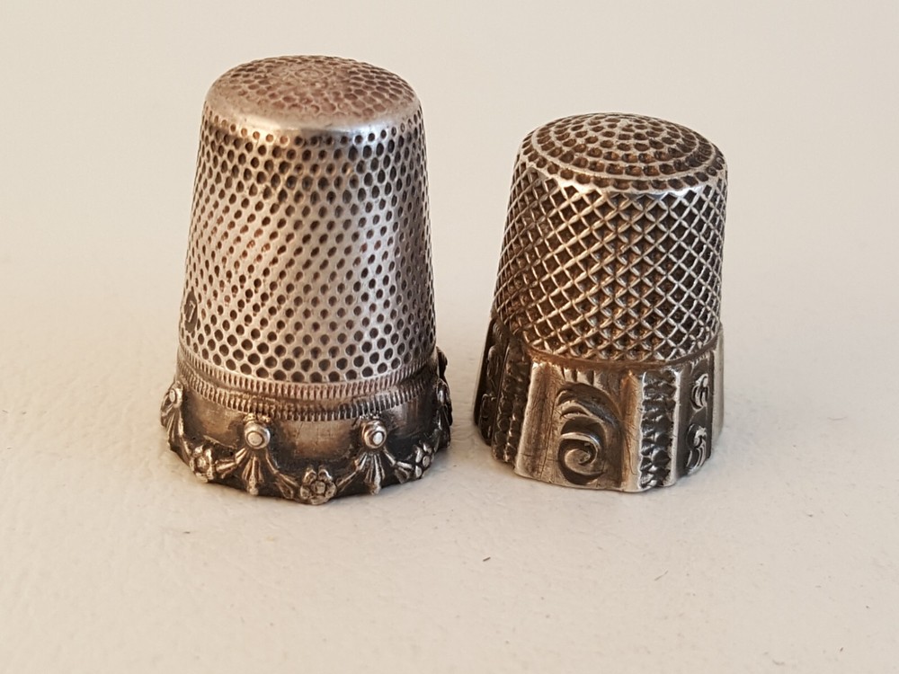 Vintage 2 sterling silver thimbles 7 Germany