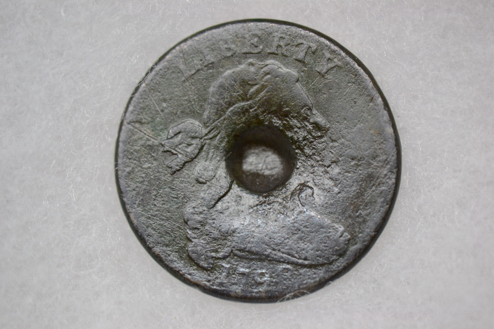 1798 Draped Bust Large Cent with large counterstamp- VG