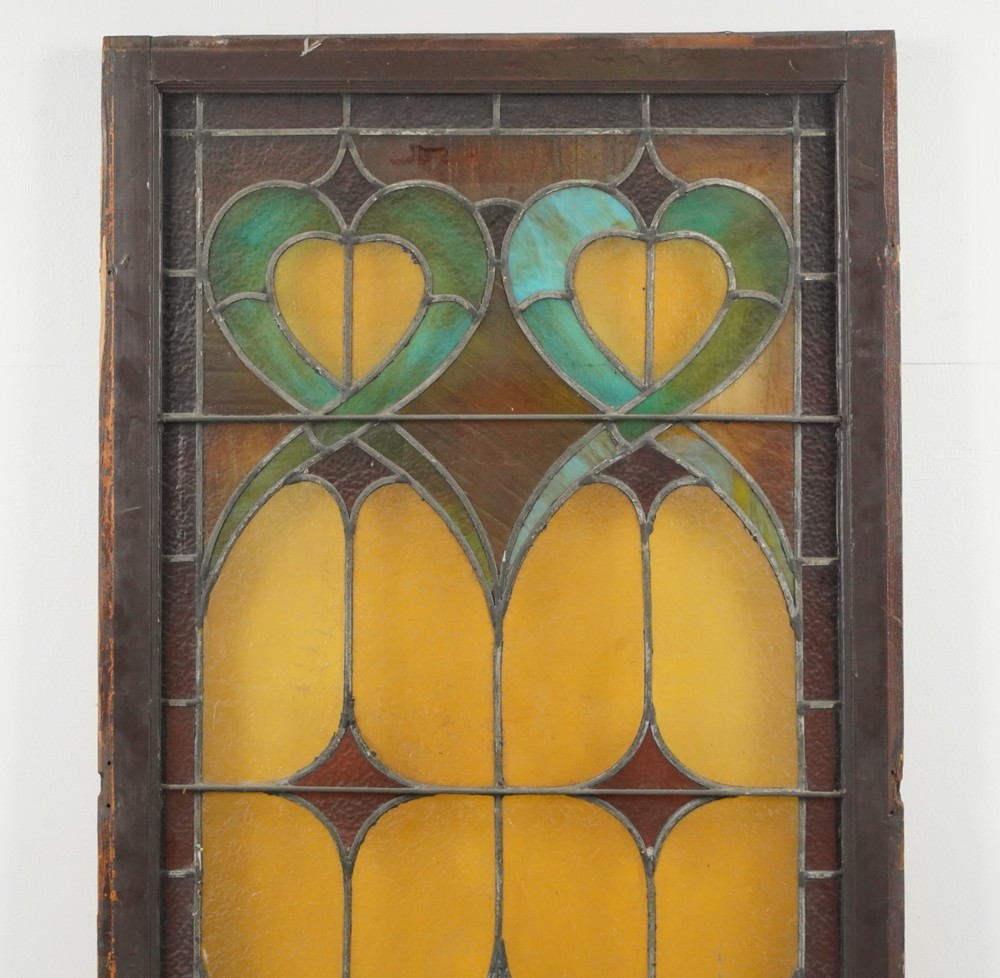 1900s Rectangular Leaded Stained Glass Church Window - R290695