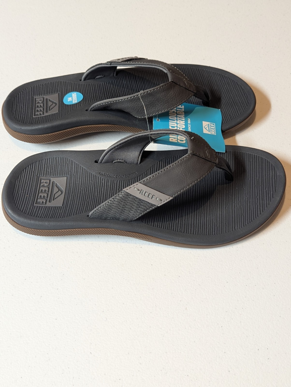 Reef Santa Ana Mens Size 8 Grey Flip Flop Sandals Cushion Comfort New NWT