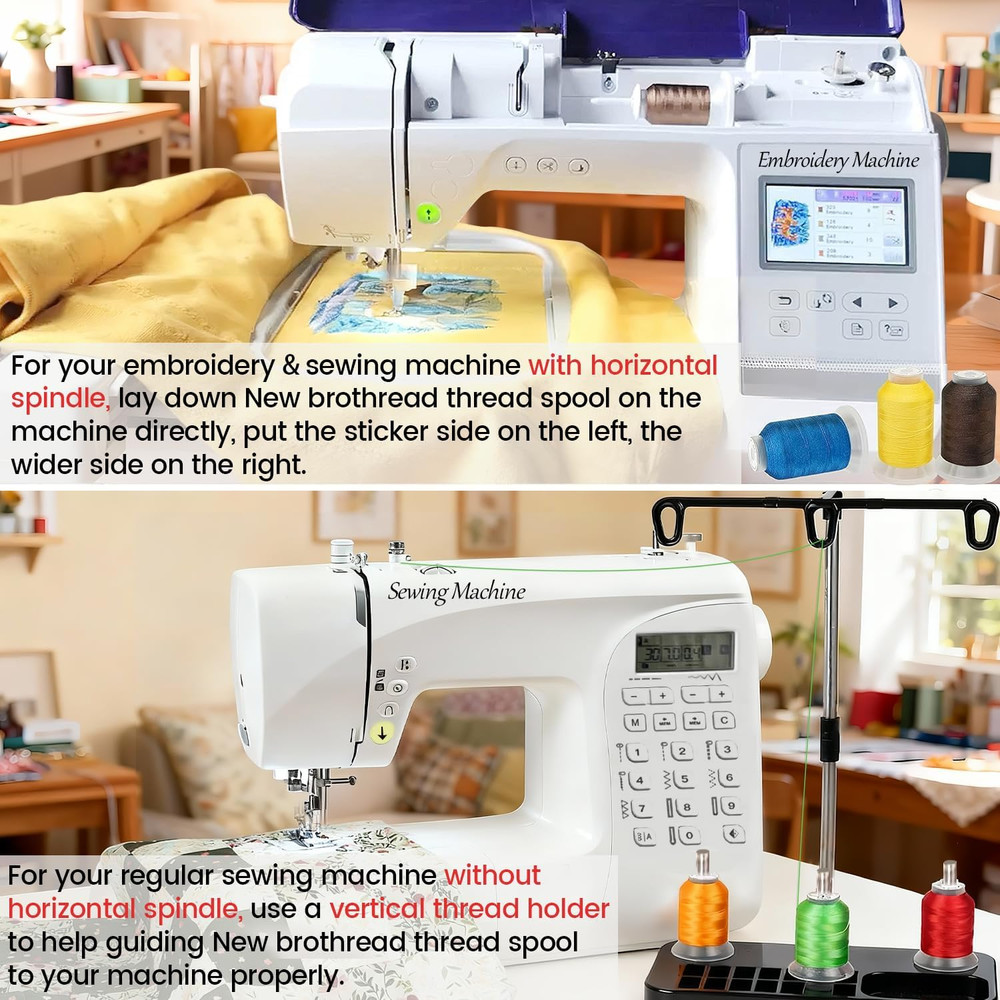 40 Spools Polyester Machine Embroidery Thread Kit 500M Colors Compatible with Br
