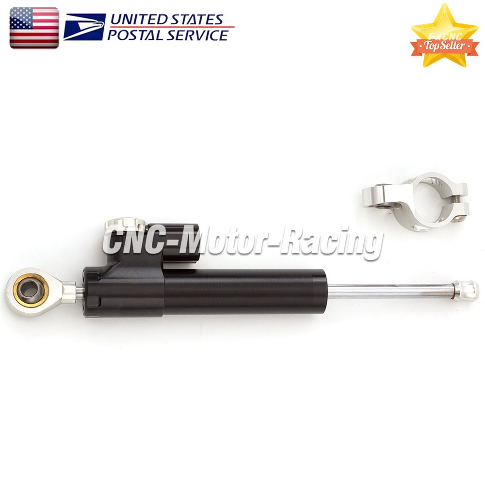 CNC Adjustable Steering Damper Stabilizer Linear Universal 255mm Aluminum Black