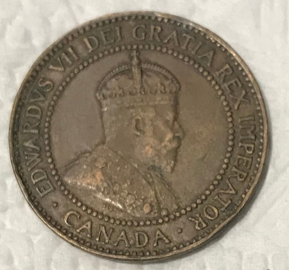 1910 Canada One Cent Coin VF
