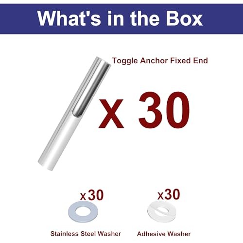 30 Pcs 1/8" Invisible Cable Terminal Cable Railing Toggle Anchor 30 Pcs- Silver