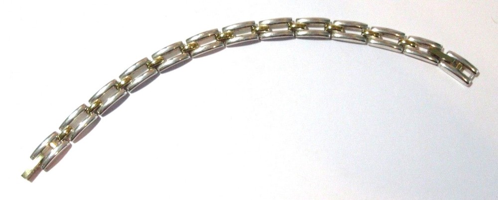 SILVER BRIGHT FINISH RECTANGLE LINK BRACELET ADJUSTABLE EXTRA CLASP CHINA