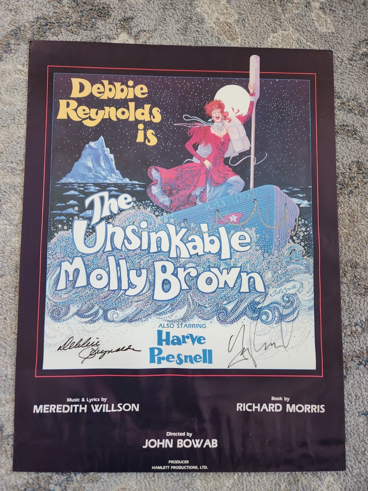 The Unsinkable Molly Brown 24 x 18 Poster Signed Debbie Reynolds Harve Presnell