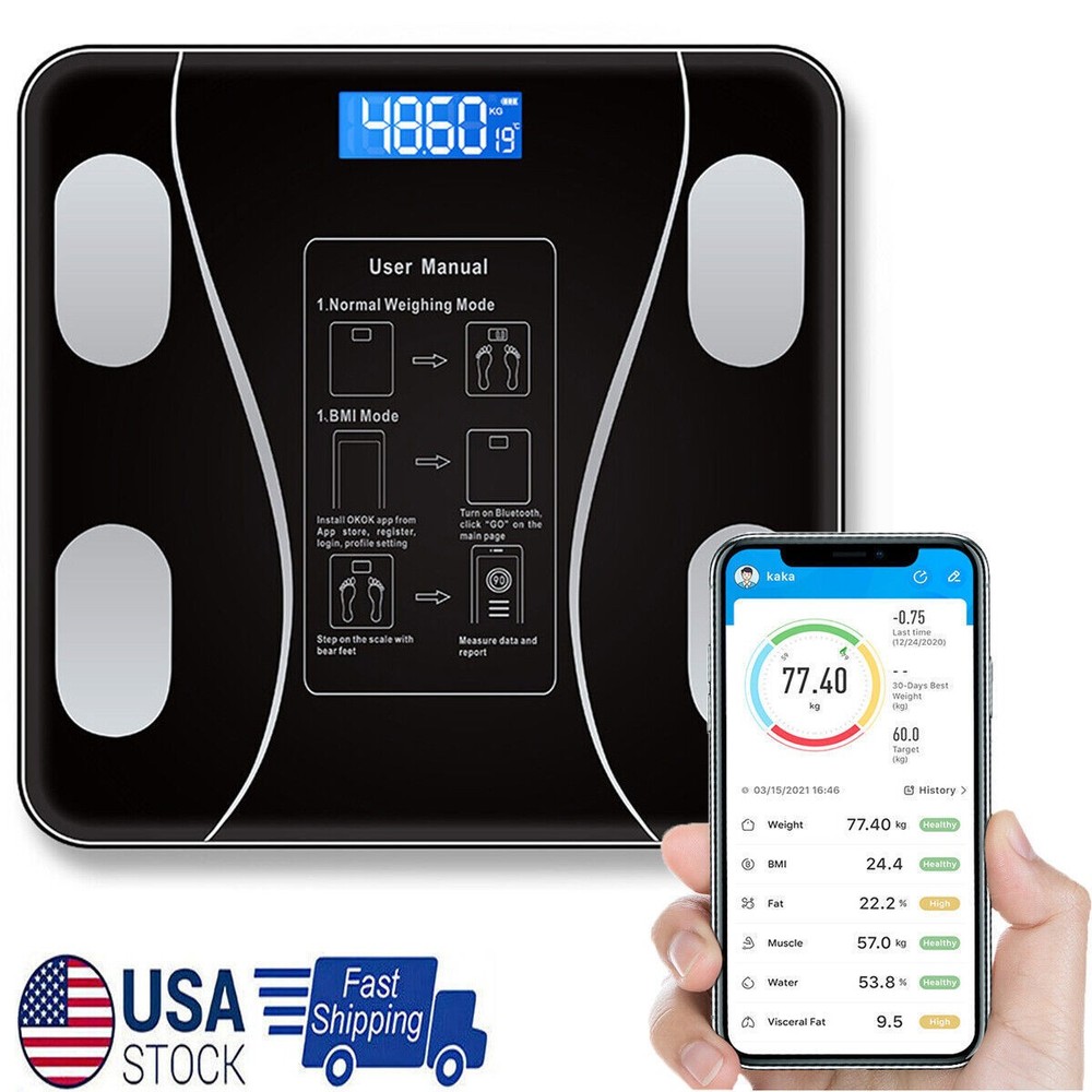 Digital Body Weight Scale with Backlit Display High Precision Bluetooth FatScale